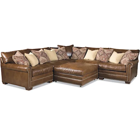 Traditional Sectional Sofa with Nailhead Trim